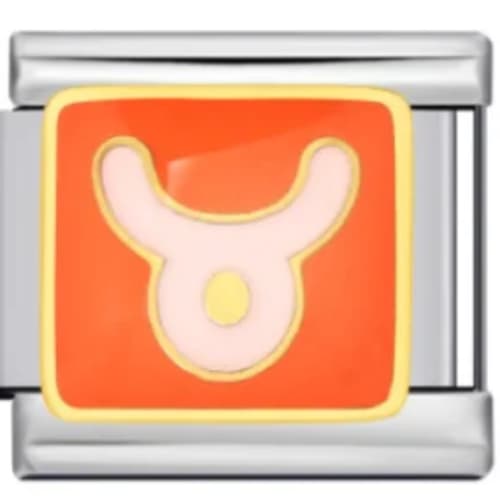 Charm Italiano Signo Tauro Naranja Plateado