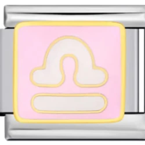 Charm Italiano Signo Libra Rosa Plateado