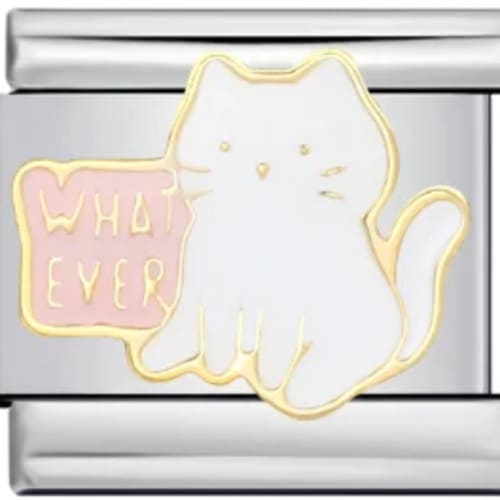 Charm Italiano Gato Blanco Whatever Plateado