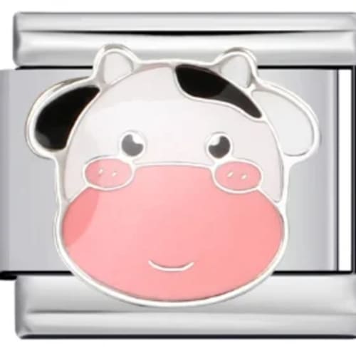 Charm Italiano Vaca Esmaltada Plateado