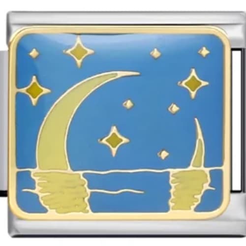 Charm Italiano Luna y Velero Plateado