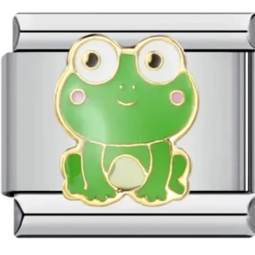 Charm Italiano Rana Verde Plateado