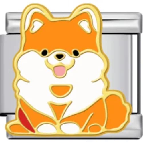 Charm Italiano Perrito Pomerania Esmaltado Plateado