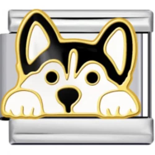 Charm Italiano Husky Esmaltado Plateado