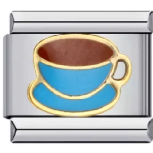 Charm Italiano Taza de Té Azul Plateado