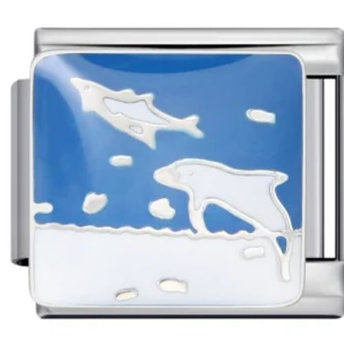 Charm Italiano Delfines en el Mar Plateado