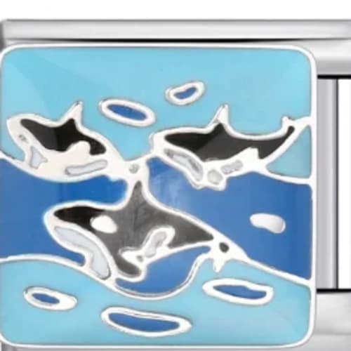 Charm Italiano Orcas Esmaltado Plateado