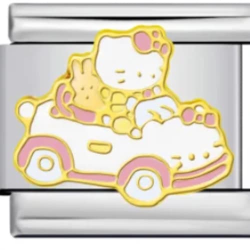 Charm Italiano Hello Kitty en Auto Plateado