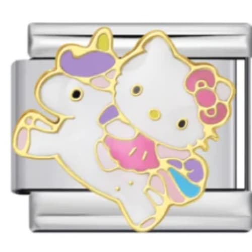 Charm Italiano Hello Kitty y Unicornio Plateado
