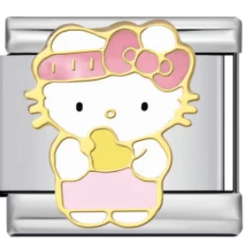 Charm Italiano Hello Kitty con Corazón Plateado