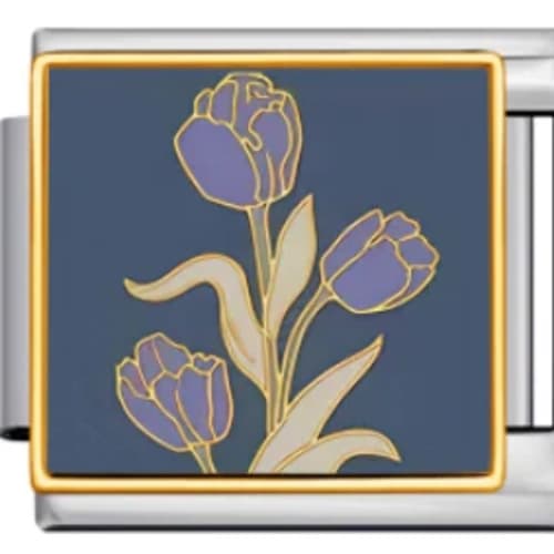 Charm Italiano Tulips Moradas Plateado