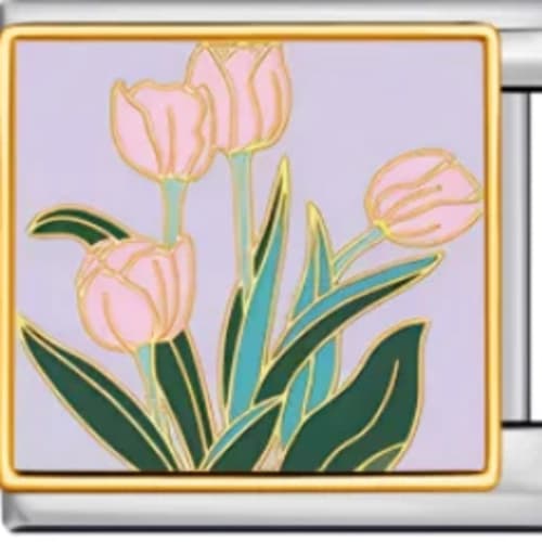 Charm Italiano Tulipanes Rosa Plateado