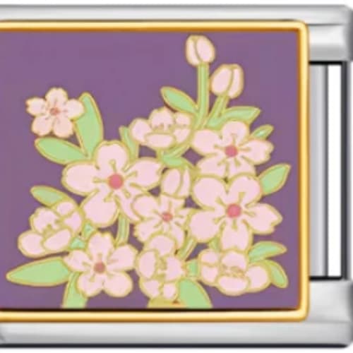 Charm Italiano Flores Rosas Plateado