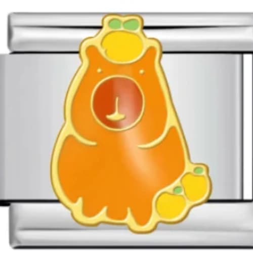 Charm Italiano Oso Naranja Plateado