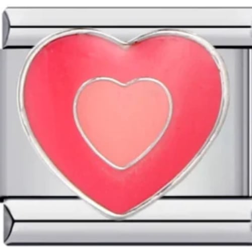 Charm Italiano Corazón Rosado Plateado