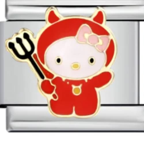 Charm Italiano Hello Kitty Diablo Rojo Plateado