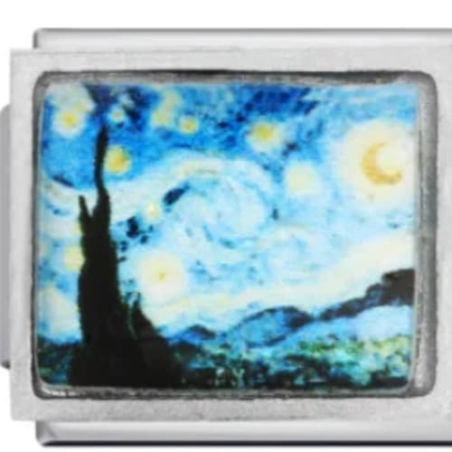 Charm Italiano Noche Estrellada de Van Gogh Plateado