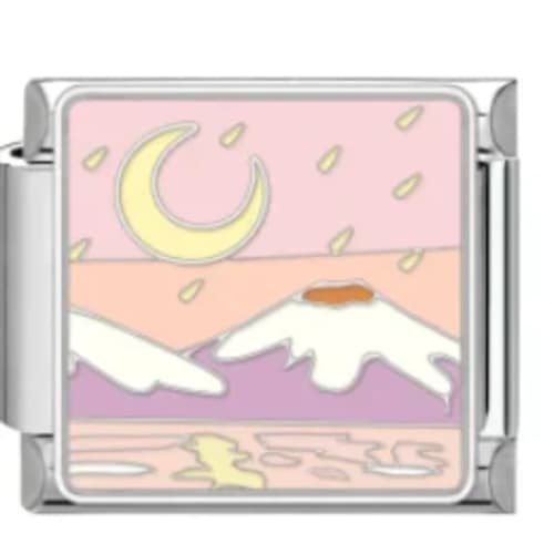 Charm Italiano Paisaje Lunar Esmaltado Plateado