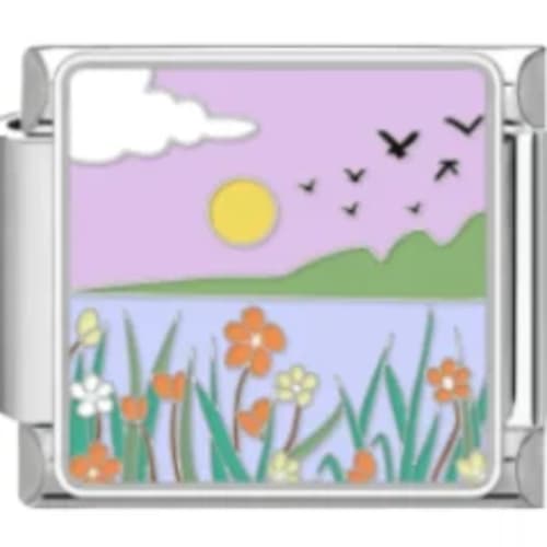Charm Italiano Paisaje Primavera Plateado
