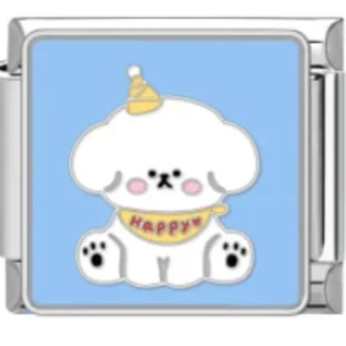 Charm Italiano Perrito Cumpleaños Plateado