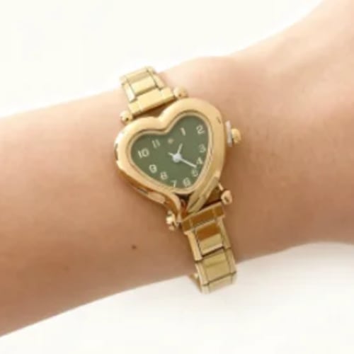 Reloj Italiano Corazón Verde Dorado