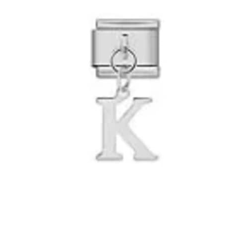 Charm Italiano Letra K Colgante Plateado