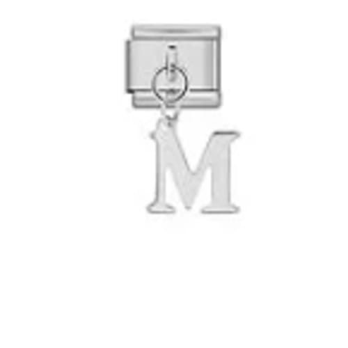 Charm Italiano Letra M Colgante Plateado