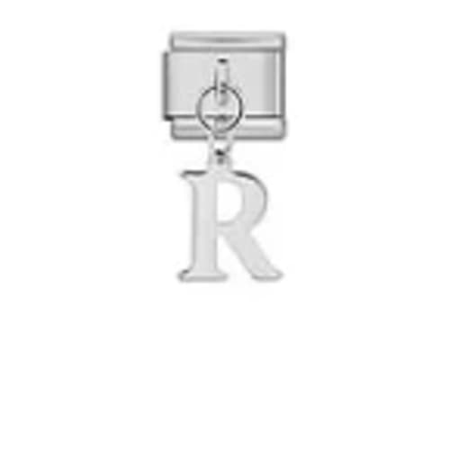 Charm Italiano Letra R Colgante Plateado