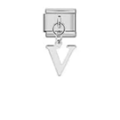 Charm Italiano Letra V Colgante Plateado