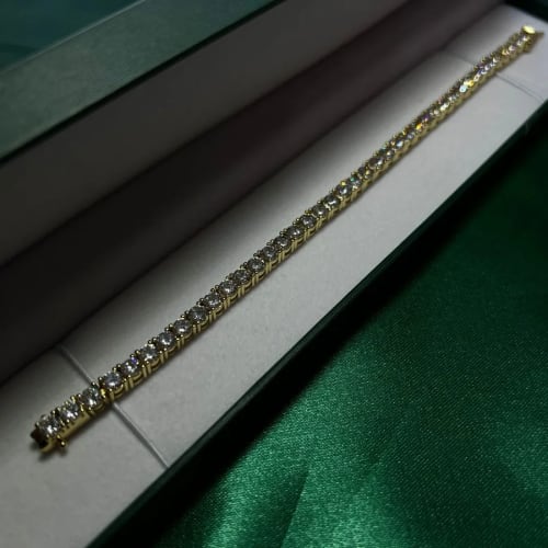 Pulsera Estilo Tennis de Piedra en Chapa de Oro 18k