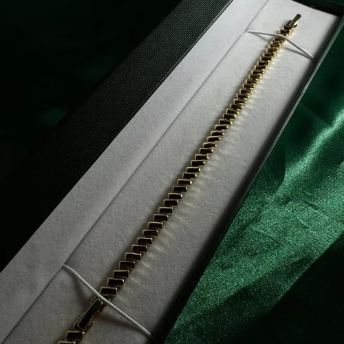 Pulsera Eslabones Cuadrados en Chapa de Oro 18k