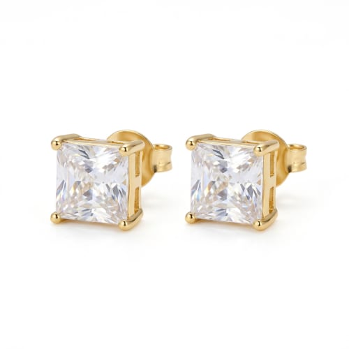 Aretes Cuadrados de Chapa de Oro 18k Brillo