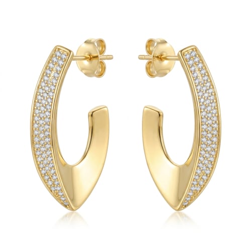 Aretes Semicírculo Clásicos en Chapa de Oro 18k Brillante