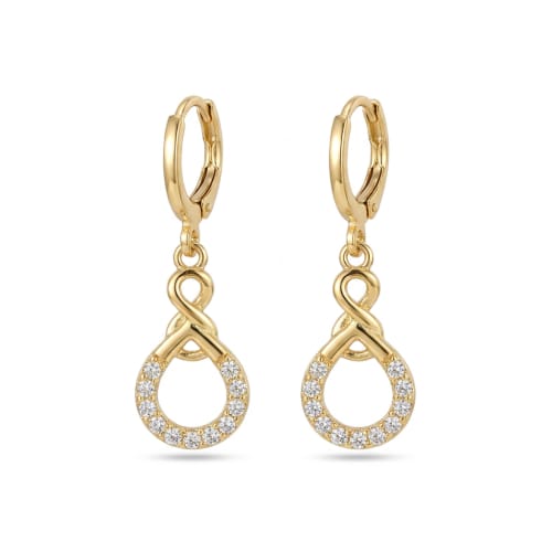 Aretes Largos con Círculo de Chapa de Oro 18k