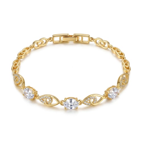 Pulsera Eslabón Celta Entrelazado en Chapa de Oro