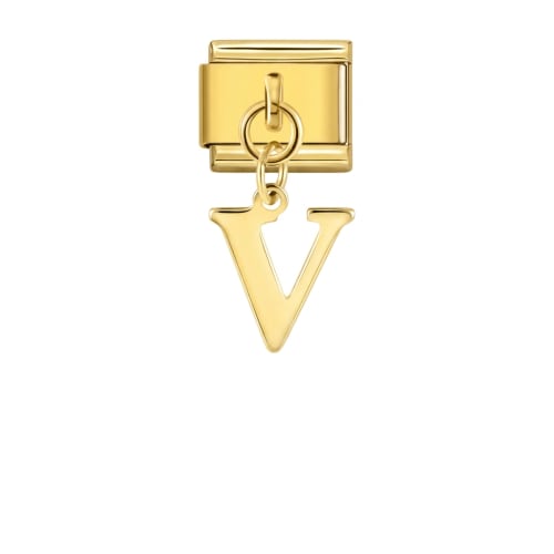 Charm Italiano Letra V Colgante Dorado