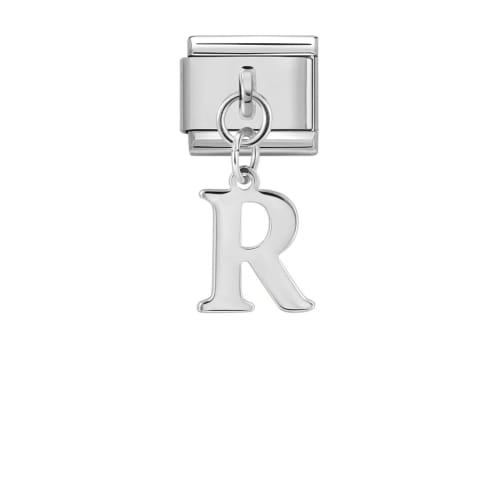 Charm Italiano Letra R Colgante Plateado