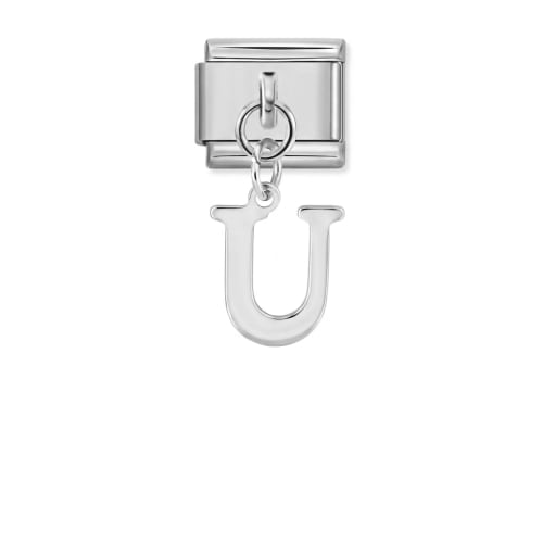 Charm Italiano Letra U Colgante Plateado