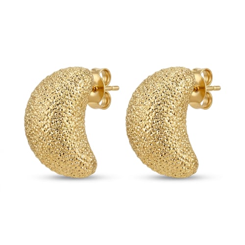 Aretes Lunas Texturizados en Chapa de Oro 18k