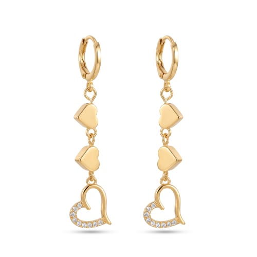 Aretes Largos con Detalle Geométrico en Chapa de Oro 18k