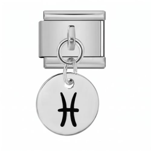 Charm Italiano Signo Piscis Colgante Plateado