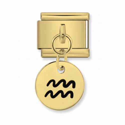 Charm Italiano Signo Acuario Colgante Dorado