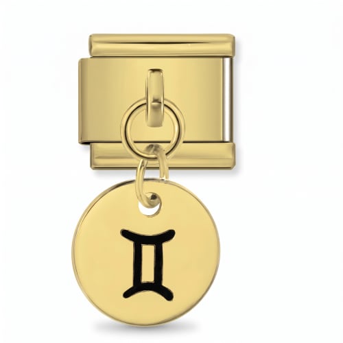 Charm Italiano Signo Zodiacal Géminis Colgante Dorado