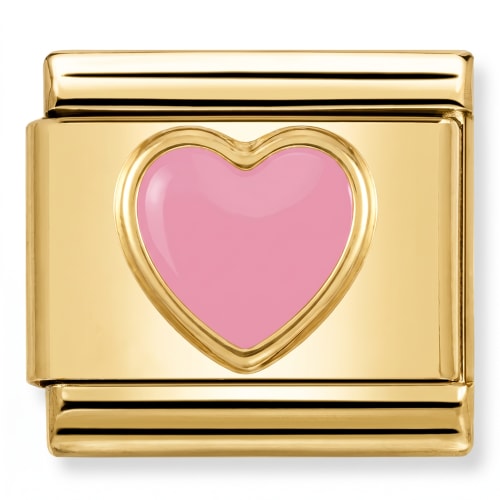 Charm Italiano Corazón Rosa Dorado