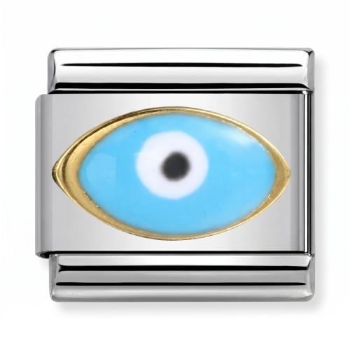 Charm Italiano Ojo Turco Celeste Dorado