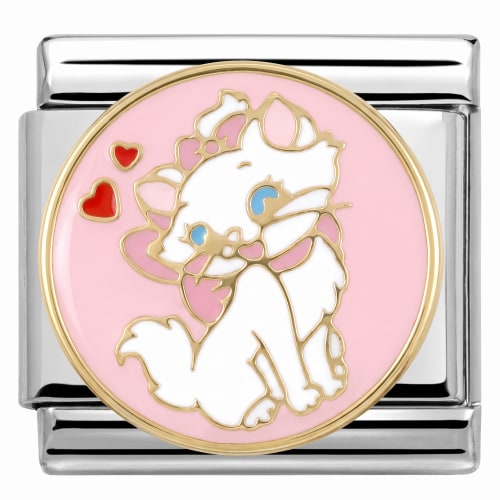 Charm Italiano Gata Marie y Corazones Plateado