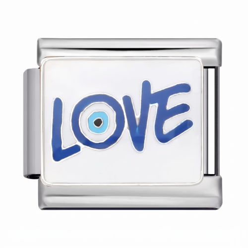 Charm Italiano Palabra Love con Ojo Plateado