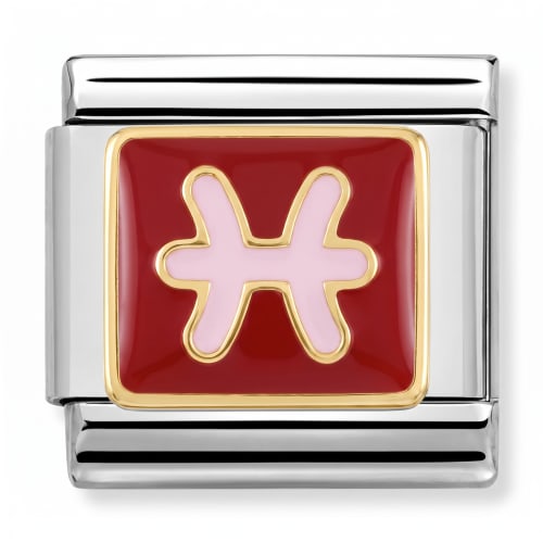 Charm Italiano Signo Piscis Rosa Plateado