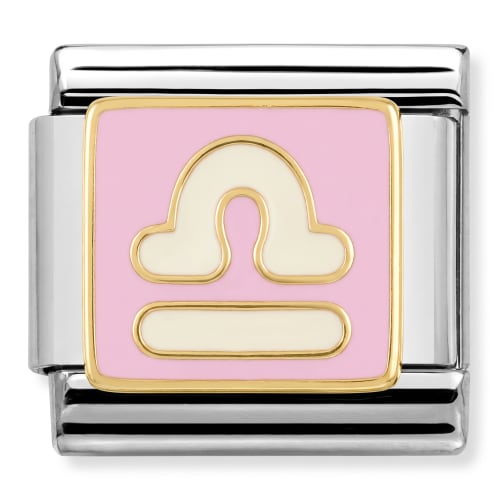 Charm Italiano Signo Libra Rosa Plateado