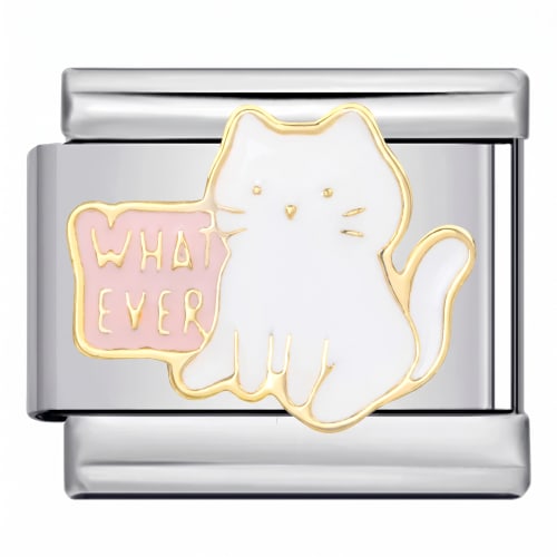 Charm Italiano Gato Blanco Whatever Plateado